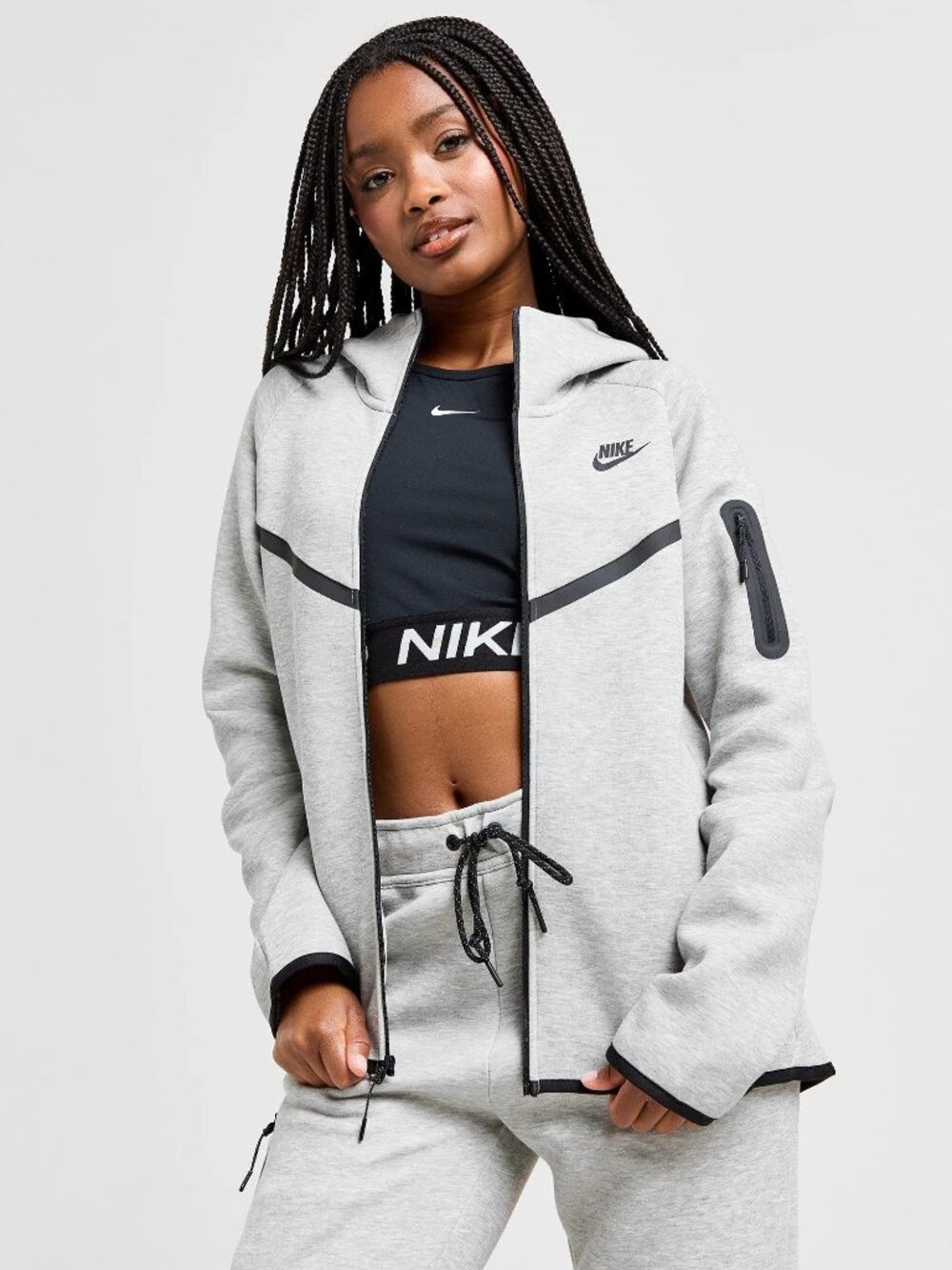 Nike Women's Gray Sportswear Tech Fleece Classic Full-Zip Hoodie Size XL